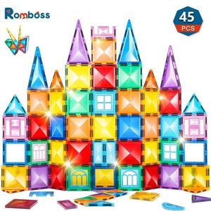 Magnetic Blocks 45 pieces of 7.5cm square creative building blocks childrens toys to exercise childrens imagination childrens toys ABS plastic WX5.17