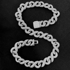 Hiphop Infinity Sterling Sier 16Mm 3 Rows VVS Diamonds Iced Out Moissanite Cuban Chain