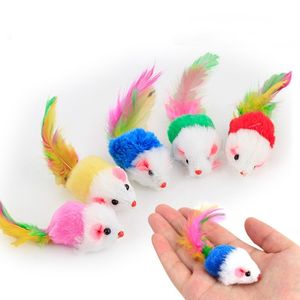 20 PCS Spot Colored Feather Tail, Two Color Small Mouse atacadale Toys, Mouse realista de simulação de mouse de pelúcia