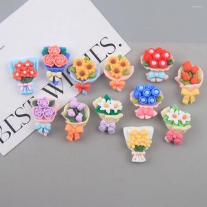 Flores decorativas 5/10pcs mini resina buquê fofo flor artificial para cola de creme para celular jóias de casca de jóias diy scrapbooking feito à mão feita à mão