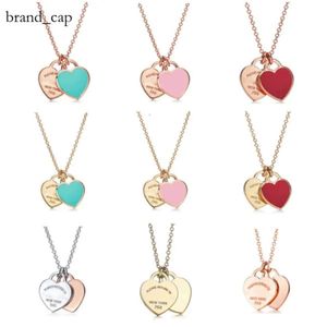 tiffanyjewelry necklace designer necklace top Thome s Sterling Silver Plated Rose Gold Heart shaped Dropping Enamel Love Pendant Necklace Tie Home Collar Chain 023