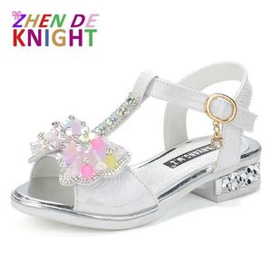 Sandals Girls Shoes Flat Heel Sandals Kids Girls Spring Summer Little Kids Shoes Princess Dress Bow Fashion Shoes Teenage Girls Sandals Y2405155Z6I