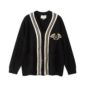 Autumn Winter New High Edition GU Home Classic Little Bee V Neck Knitted Wool Cardigan Sweater Jacket