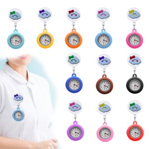 Детские часы Cloud Two Clip Pocket Выдвижной барабан Значок подвесной Quartz FOB Аналоговый лацвет для женщин -больницы медицинские работники Br Oti07