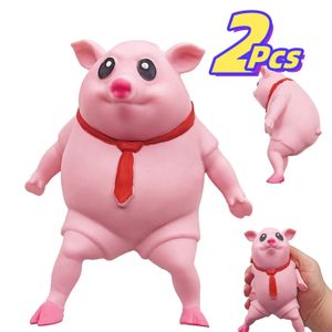 2 PCS Novelty Söt squishy Toy Pink Pig Gifts för barn Vuxna Dekomprimerar och stress Stretch Djurens ångest Relief Autism Disord 240516