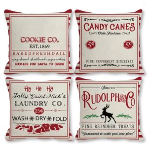 Pillow Red Letter Christmas Linen Printing Home Sofa Size Silk Pillowcase For Hair And Skin 4