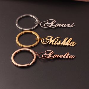 Nome personalizado personalizado carta keyring Cadeia de chaves de aço inoxidável exclusiva para mulheres personalização do homem Chaves de chaves 240506