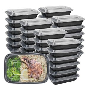 10pcs Kunststoffabstimmung Lebensmittelbehälter Schwarz mit Deckel für Salate Sandes Küchenkühlschrank Aufbewahrungsboxen 240514