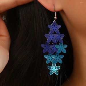 Hoop Earrings Bohemian Dangle Hollow Flower Tassel Design Match Daily Outfits Party Accessories Casual Dating Decor For Female