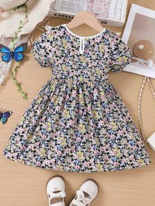 Girl's Dresses Girls new sweet and cute lace dresses in summer pastoral floral puff sleeve dresses