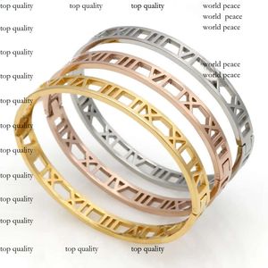 Novo moda Gold Romênia Bangle Woman Titanium Steel Clock