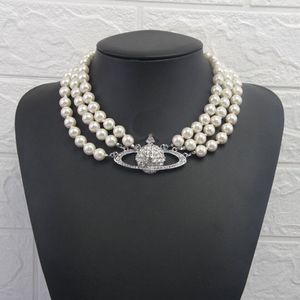 Designer Multilayer Pearl Rhinestone Orbit Retro Necklace Clavicle Chain Exquisite Pearl Necklaces Women Wedding Party necklaces High Quatily Jewelry Gift