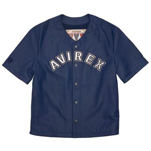 Avirex lapel skjorta casual sport läder skjorta amerikansk vintage läder halv ärmskjorta