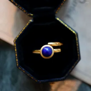 Küme halkaları miqiao doğal taş lapis lazuli ring s925 gümüş altın kaplama pembe kabuklar kadınlar için kadın ayarlanabilir ince mücevher