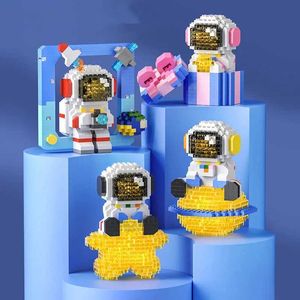 Blöcke Micro Building Block Space Aerospace Serie Luminous Astronaut Bild DIY Block Set Spielzeug mit Beleuchtung Kinder Weihnachtsgeschenk WX