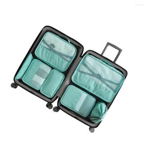 Storage Bags 7Pcs/Kit Packing Cubes Travel Bag Luggage Portable Outdoor Camping Hiking Picnic Blanket Jacket Pouch Black