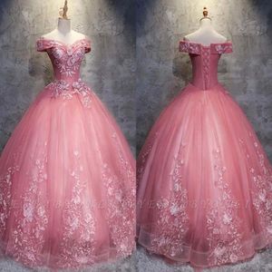 2019 Princess Pink Ball suknia balowa sukienki Quinceanera Słodka 15 Formalna suknia imprezowa Plus Size Pageant Sukienka Made BC1718 191V
