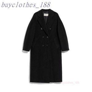 Casaco de trincheira de comprimento médio feminino Maxmaras Wool Blend Coat Italian Brand Italian Luxury Casat de alta qualidade Cashmere Coat 8uc8