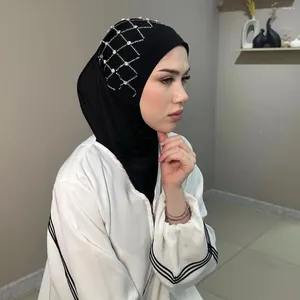 Roupas étnicas Mulheres muçulmanas Crystal Head Sconhas Diamantes Hijab Islã Lastes de turbante Puxe instantânea amira uma peça