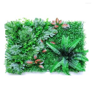 Decorative Flowers 40 60CM Artificial Green Grass Plastic Lawn Plant Wall Panel Fake Plants Backdrop Decor Privacy Hedge Screen