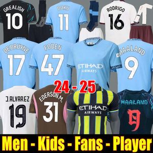 24 25 fãs versão jogador Haaland Soccer Jerseys de Bruyne Grealish Foden 2023 2024 Camisa de futebol uniformes homens crianças Rodrigo Alvarez Gvardiol Doku