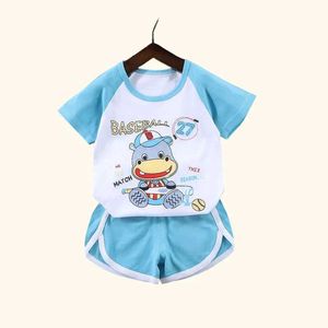 衣料品セット2PCS子供Tシャツセット子供夏ドレスセット男の子と女の子の夏の服Tシャツパンツ漫画パターン印刷服wx