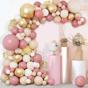 Party Balloons Retro Pink Gold Balloon Garland Arch Kit Wedding Birthday Ballon 1st Birthday Party Decoration Kids Baby Shower Latex Baloons