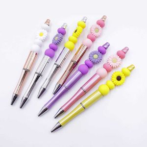 Creative Diy Small Wrinkle Chrysanthemum Blossom Sile Bead Pen Colorful Cartoon Suower Dental Handmade Ballpoint