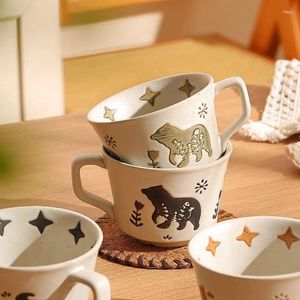 Tazze con stampa animale ceramica tazza vintage caffè alto livello di aspetto tazza e set di piattini europei