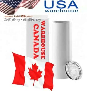 CA/US Stock 20oz Boşluklar Yüceltme Tumbler Stainess Çelik Kahve Çay Kupaları Plastik Saman ve Kapaklı Yerel Depo 0516