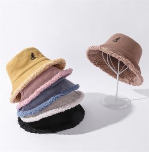 Kangaroo Sign Hat Women039s Hat Doublesided Wear Plus Velvet Thick Kangaroo Solid Color Fur Plush Basin Hat Bobs 2205117251956