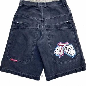 hip Hop Retro Skelet Graphic Streetwear JNCO Shorts Y2K Pants Mens Baggy Denim Gym Shorts Harajuku Gothic Men Basketball Short 67OG#