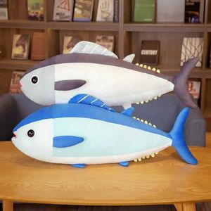 Stuffed Plush Animals Blue cute tuna plush toy cartoon filling soft sea animal fish doll pillow Kawaii sofa cushion birthday gift Q240515