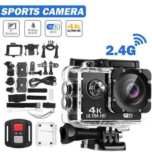 Спортивные видеокамеры Ultra HD 4K Action Camera 1080p/30fps 170d подводного шлема водонепроницаемый 2,0 -дюймовый экран Wi -Fi Дистанционное управление спортивным видеокамером B240516