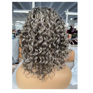 Raw virgin cuticle aligne gray human hair wigs short ombre lace closure wigs swiss hd lace salt and pepper silver grey real brazilian hair lace front wig bob Wholesale