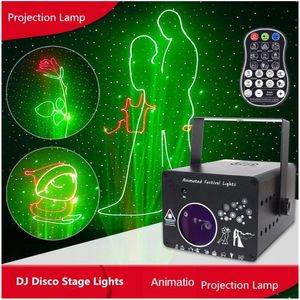 レーザー照明3DプロジェクションライトRGB Colorf DMX 512スキャナープロジェクターパーティーXMAS DJディスコショーライトLED音楽機器ドロップDERIV DHC6P