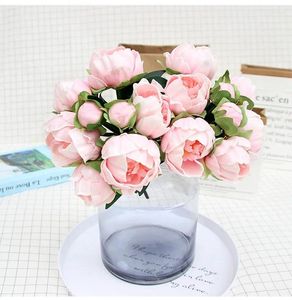 Dekorativa blommor Artificial Real Touch Peony Bouquet 6 Blooms 2bud för dekor bröllopshantverk bordsdekorationstillbehör