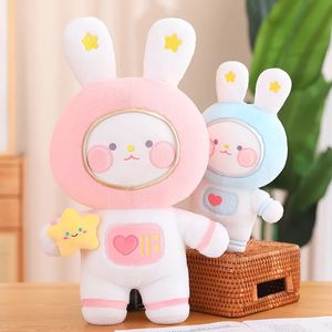 Kawaii Space Bunny Backed Animais Almofados de pelúcia Cleos Hugging Brughies Brinquedos de boneca de coelho para meninas meninas de aniversário Decoração de carro 240507