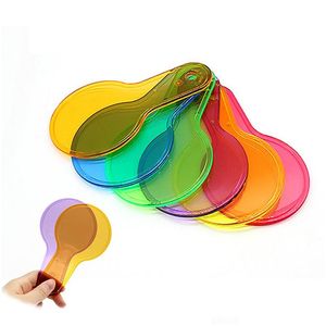 Other Office School Supplies Wholesale 15Cm Color Paddles Transparent Handle Palette Experimental Teaching Toys Drop Delivery Busin Dh1D7