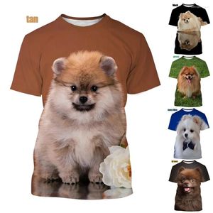 Męskie koszule Summer Summer i śmieszne pies Pomoranian 3D Printing Wysokiej jakości damski koszulka T-shirt swobodny krótkie topy rozmiar