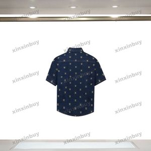 Xinxinbuy Men Designer T-Shirt 2024 Italia Gold Lettera Genda Shirt Denim Cotton Cotton Women Women Bianco Blue Blue Overtize S-2xl