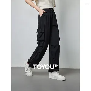 Women's Pants TOYOUTH Women Tetrahedral Bomb Casual 2024 Summer Workwear Wind Trousers