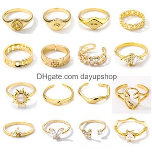 Toe Rings Vintage Cuban Link för kvinnor Rostfritt stål Mens Flower Star Crown Face Geometric Finger Ring Gothic Jewelry Bijoux Femme D OTKC8