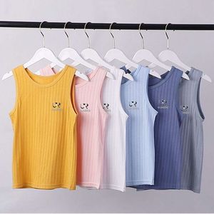 Children's Tank Top Summer Sleeveless T-shirt for Kids Candy Color Boys Girls Undershirts Soft Teenager Bottom 1-12years L2405