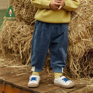 Byxor Amila Baby Pants 2023 Spring Autumn New Embroidery Corduroy Three Colors Loose Trousers Girls and Boys Childrens Clothes Casuall240502