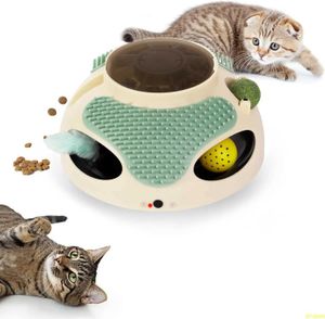 Küchen spielen Food 5-in-1 Interaktives Katzenspielzeug für Innenkatzen Massagebads Belohnung Slow Feed Cat Toy Bugs und Hinterhalt Feder elektronisches Katzenspielzeug S24516