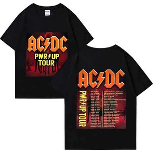 Men's T-Shirts Rock Band ACDC Tour 2024 T-shirt Top Mens Super Large Retro Street Unisex Classic 100% Cotton Short sleeved Q240515