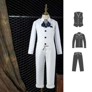 Children White Photography Boys Beautiful Wedding Dress Kids Formal Stage Performance Blazer Suit Birthday Ceremony Costume