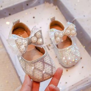 New Girls Party Dance Bling Wedding Pearl Mary Jane Square Toe Leather Shoes Rhinestone Performance Shoes 47R L2405 L2405