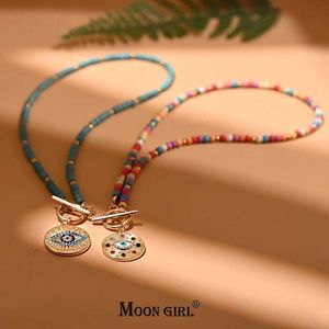 Pendant Necklaces 4mm colorful stone necklace suitable for womens round evil charm pendant necklace fashionable new daily jewelry J240513